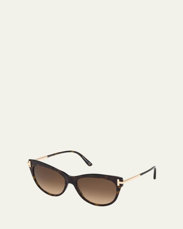 Kira Acetate/Metal Cat-Eye Sunglasses, Black
